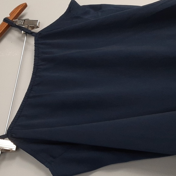 Gigi Parker Navy Blue Spagetti Wrap Blouse Top - Picture 7 of 9